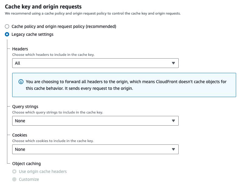 Cache key and origin requests