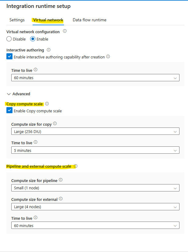 Integration runtime setup