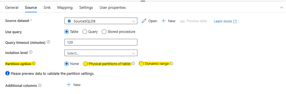 Enabling Partition option