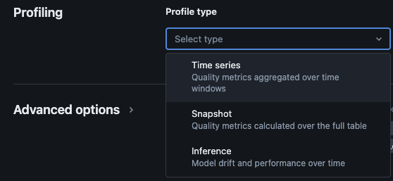 Profile types for monitoring