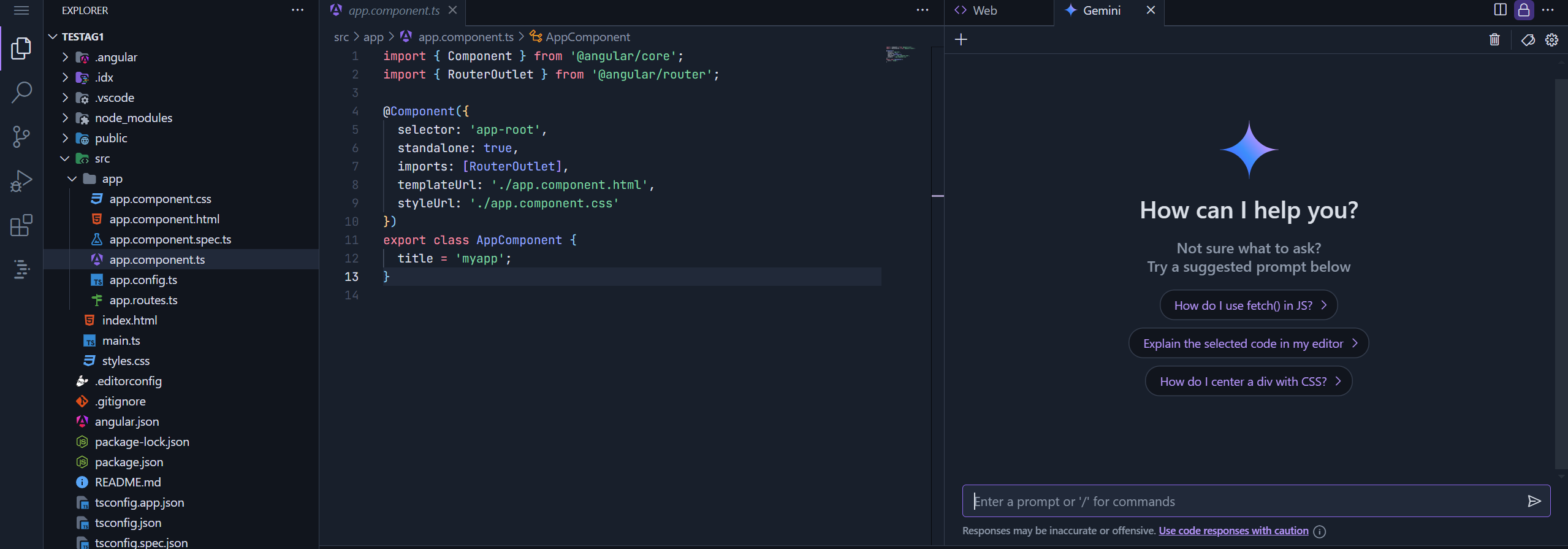 Gemini inside Project IDX