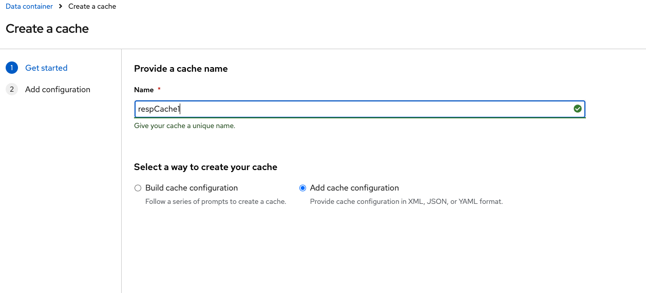 Go to the cache creation wizard and choose the "add cache configuration" option this time