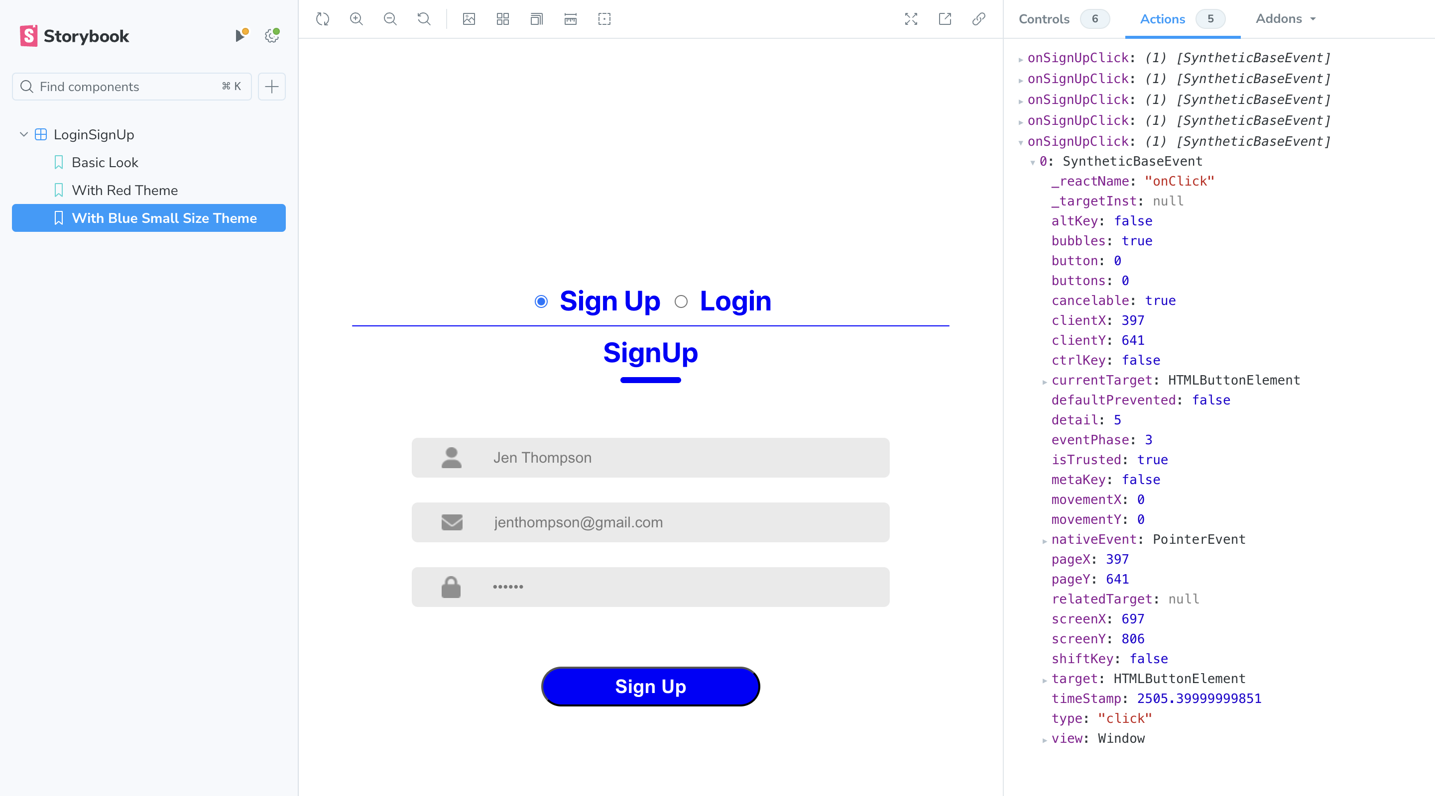Sign Up button clicked