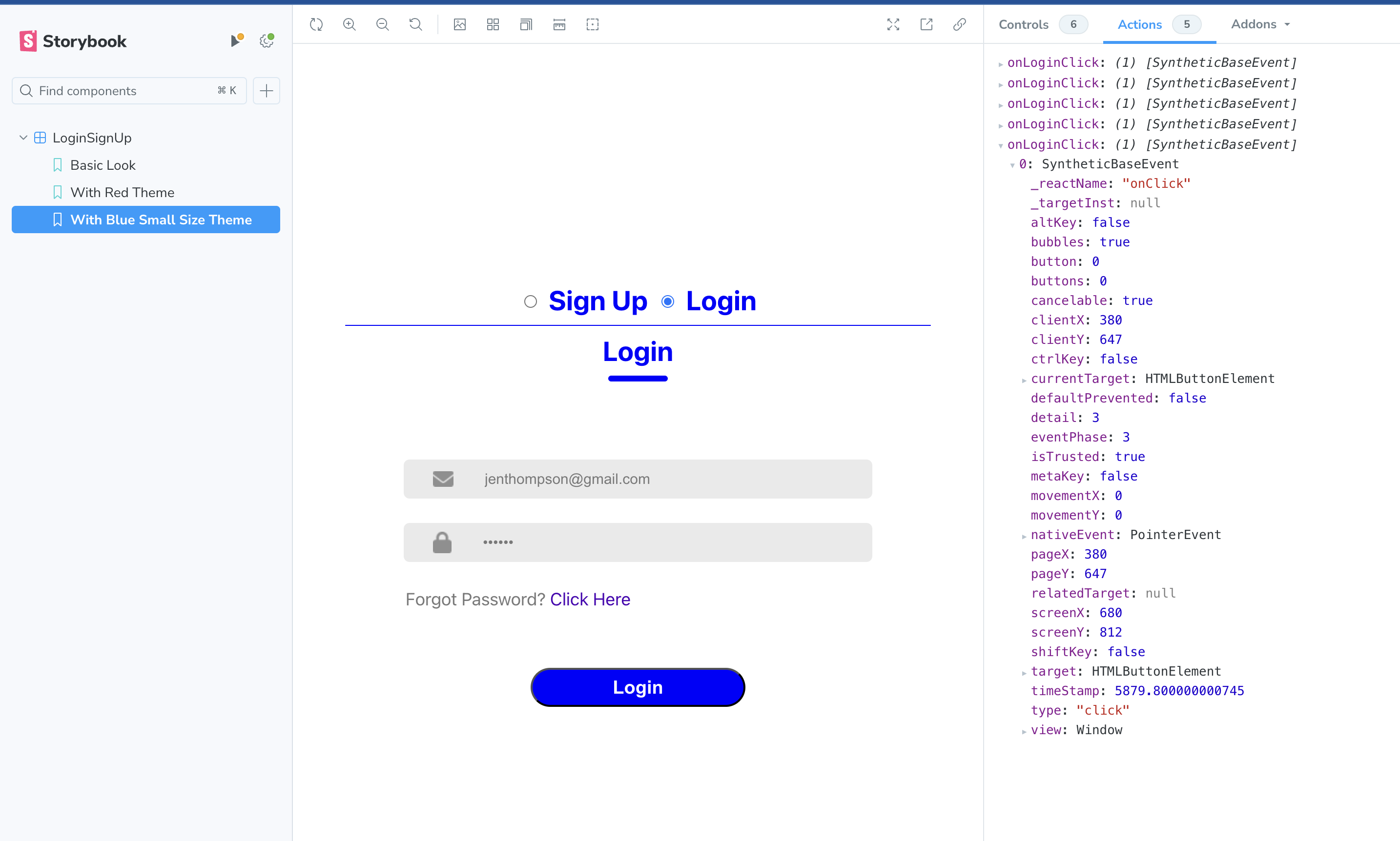 Login button clicked