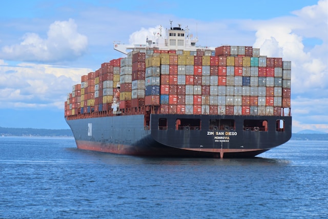 Container ship in water