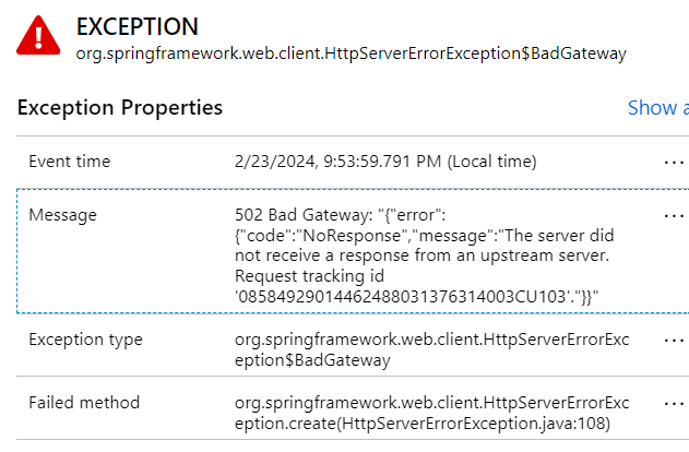 502 Bad Gateway Error