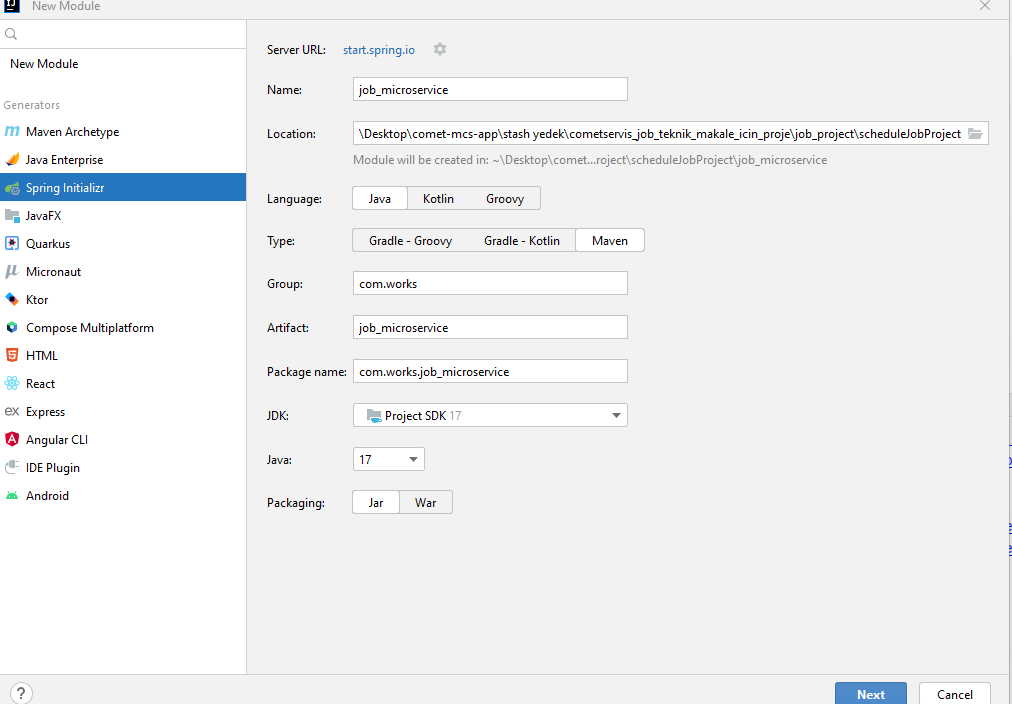 New Module: job_microservice