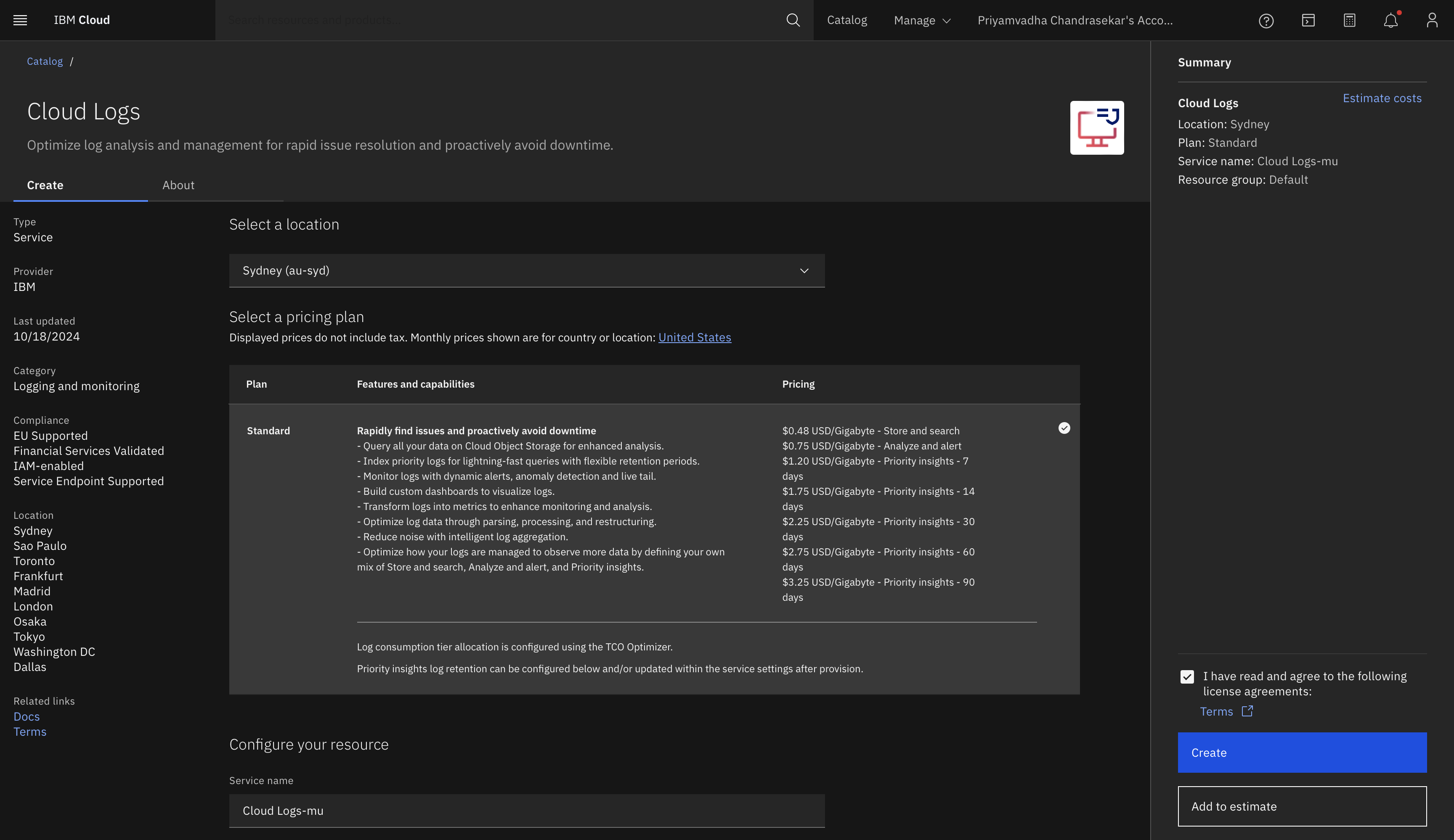 IBM Cloud logs configuration