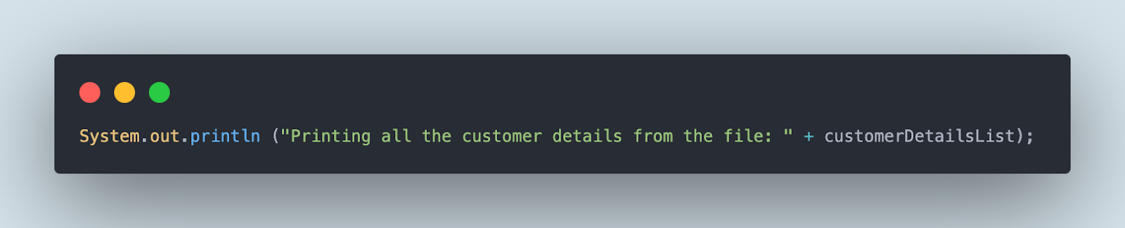 Print all the customer details in the console from all the JSON objects in the file