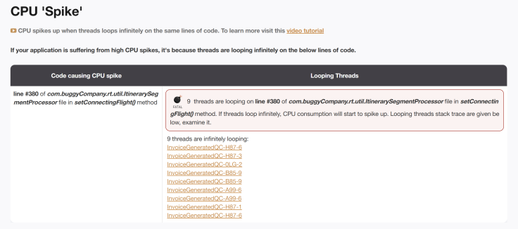 fastThread tool reporting ‘CPU spike’ section