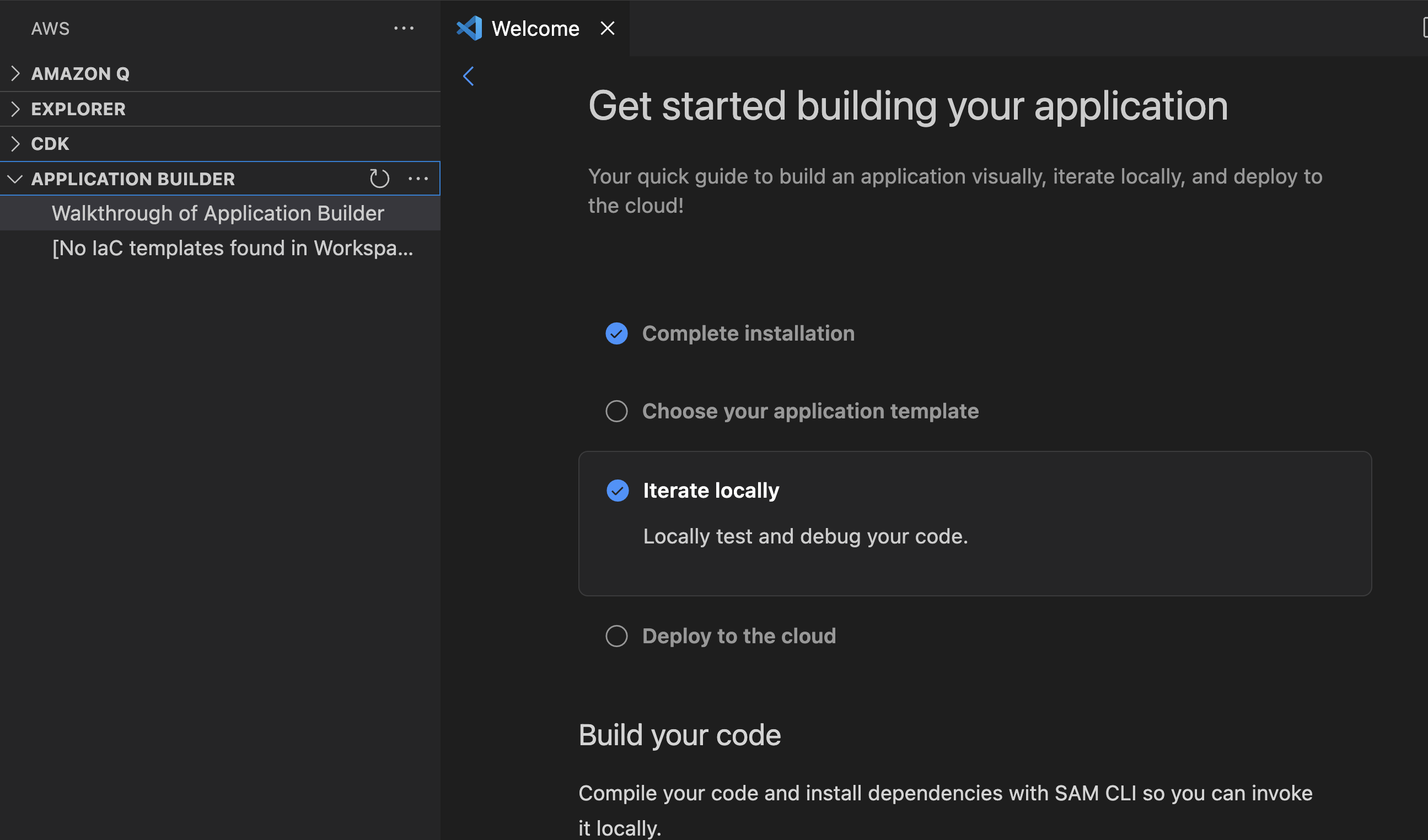 Select AWS CLI or SAM