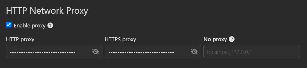 Configure the proxy settings