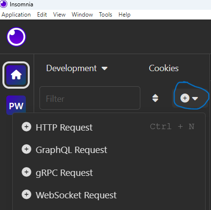 Create either a new HTTP request or a folder to organize your requests