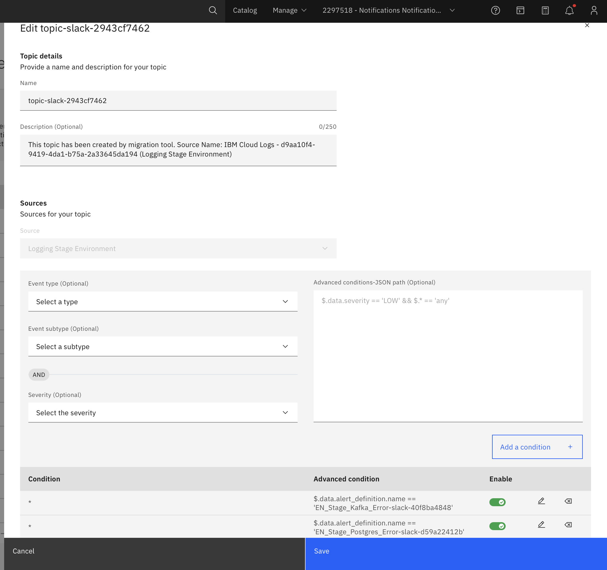 Creating notification topics