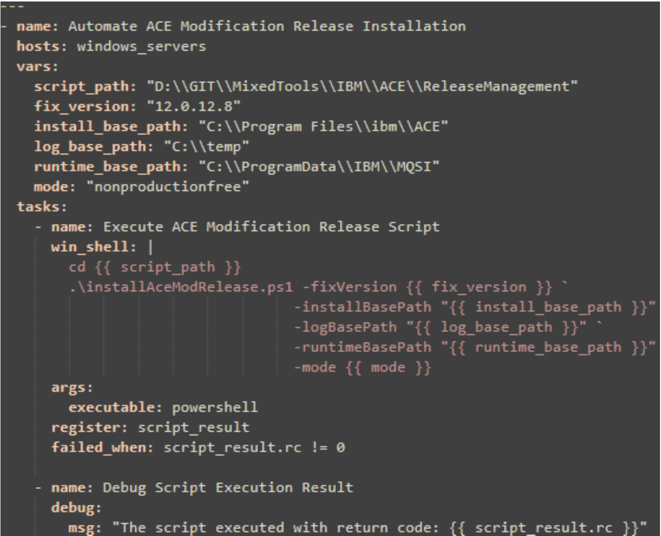 Automating ACE modification release installation