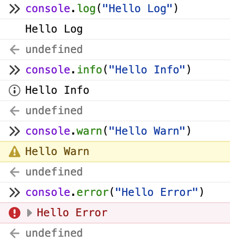 Log levels in browser control