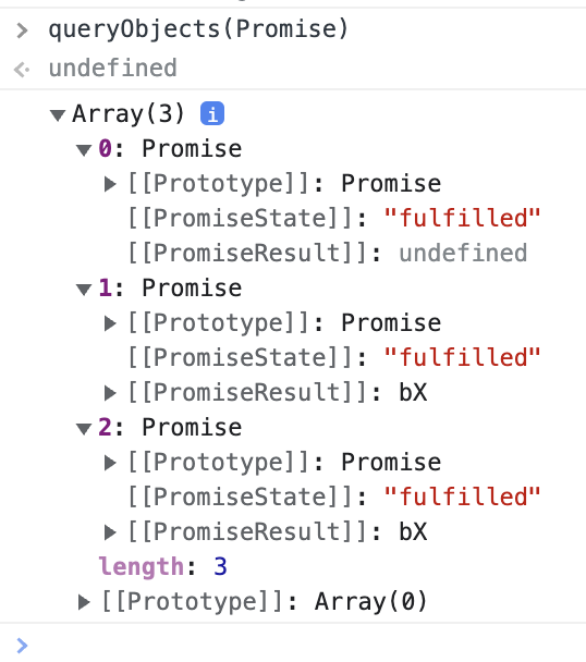 All objects under queryObjects created with a specific constructor