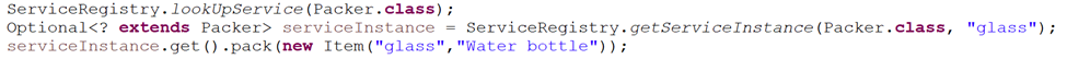 The method lookUpService(Class<T> cls) maybe called on any number of classes from an overloaded version of the same method