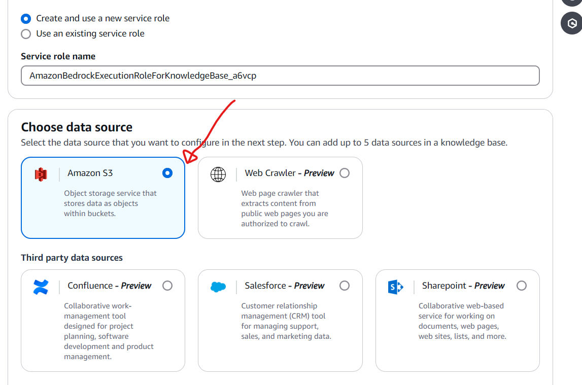 Select “S3” as data source