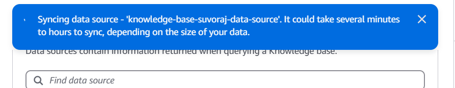 Blue banner indicating the sync process may take several minutes to hours