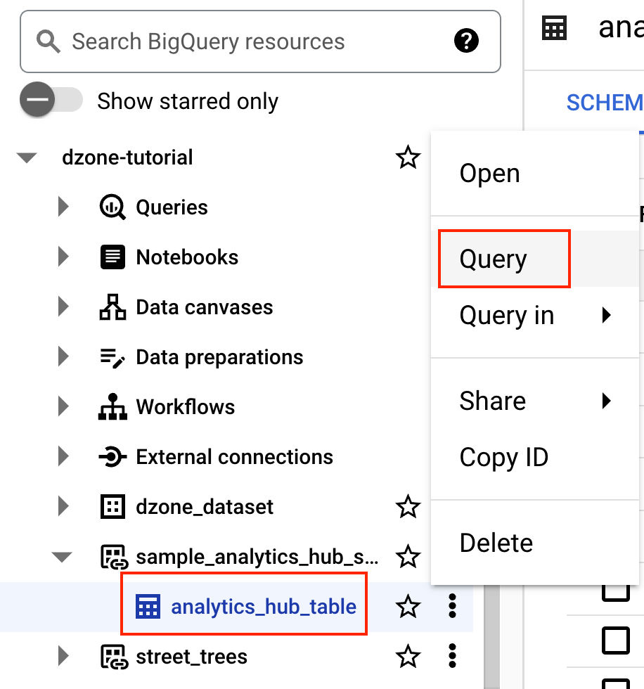 Click on Query