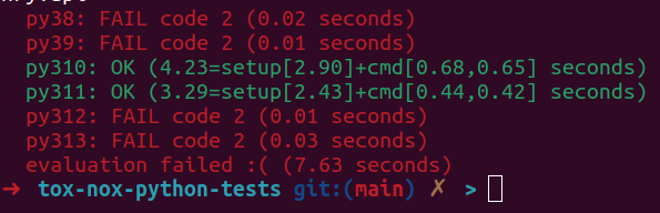 Tox will automatically create environments for each Python version and execute the pytest suite in isolation