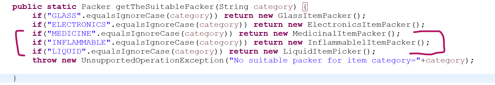 Change needed in the factory method getSuitablePacker(String) to accommodate those implementations