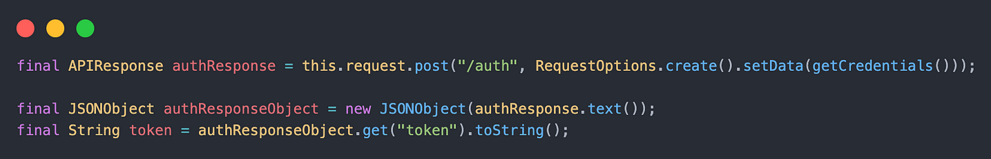 The POST /auth API endpoint will be hit first to generate the token