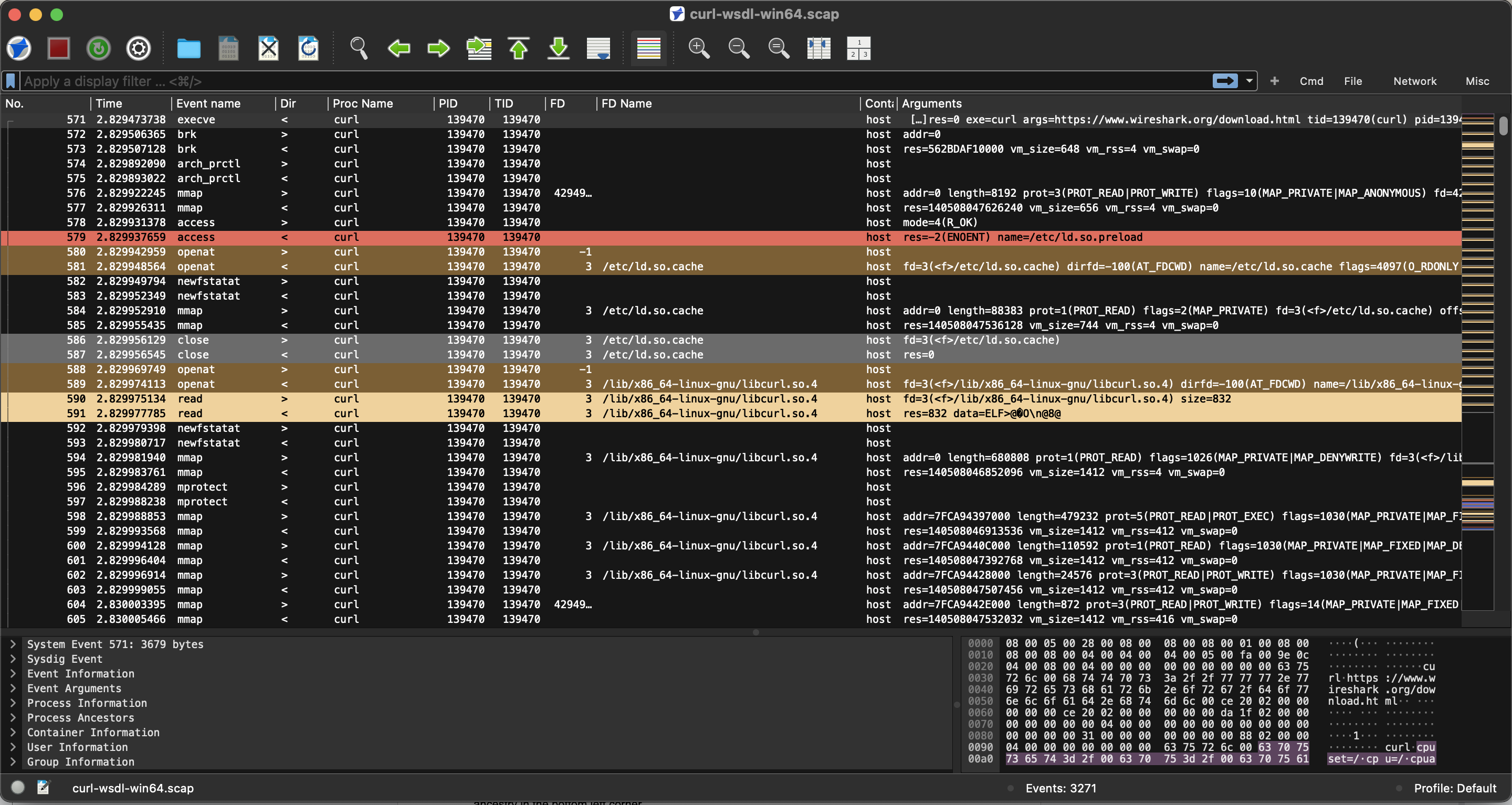 Stratoshark user interface (on Mac)