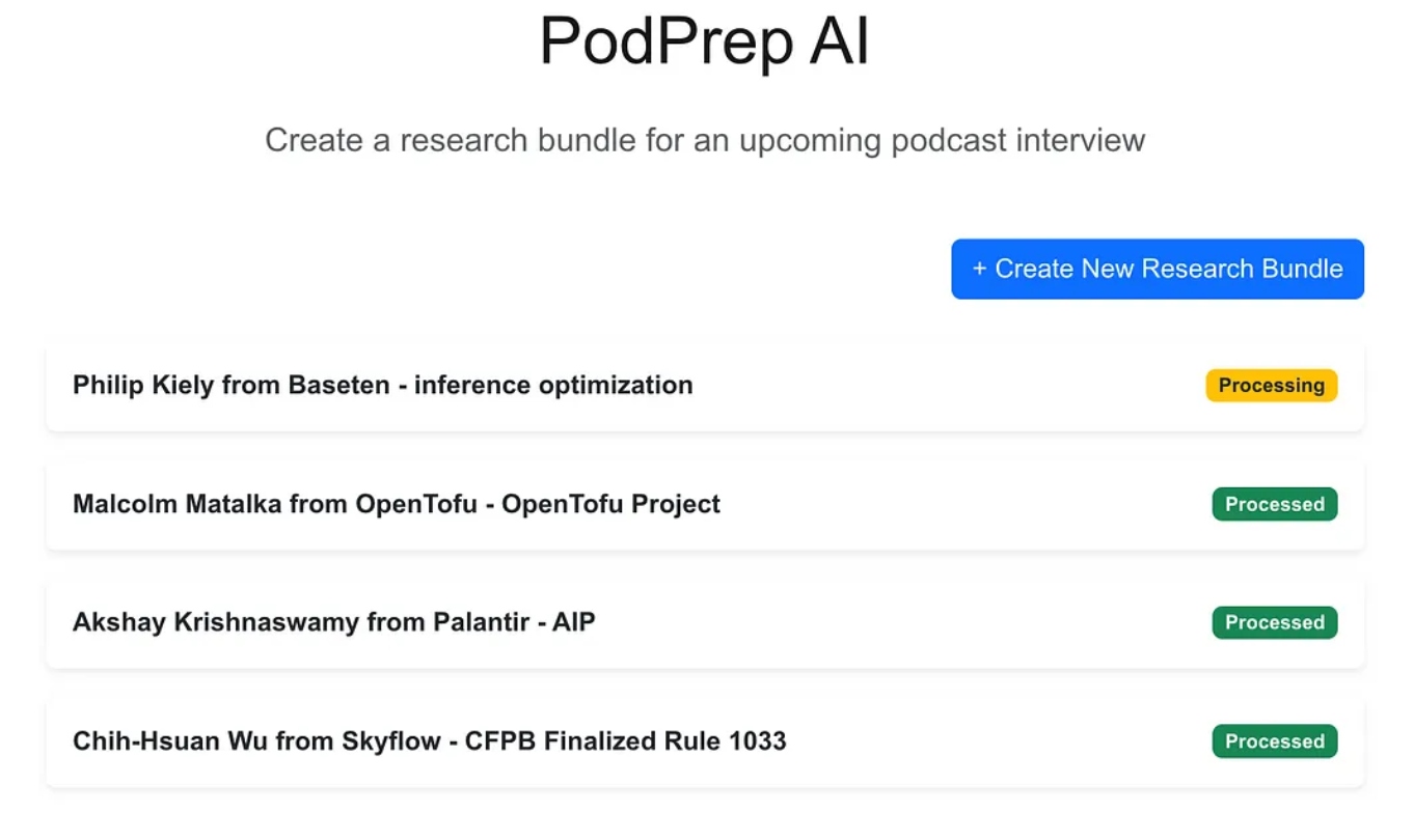 List of processing and processed research requests
