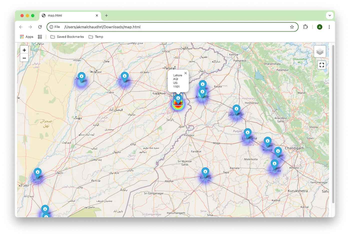 AQI using Folium