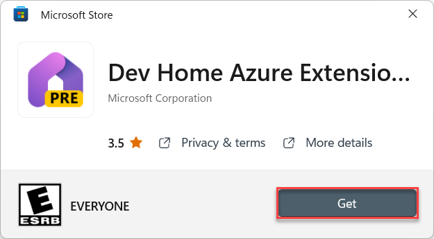 Install Dev Home extension in Microsoft Store