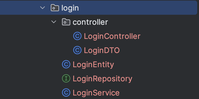 Only the LoginService class is public