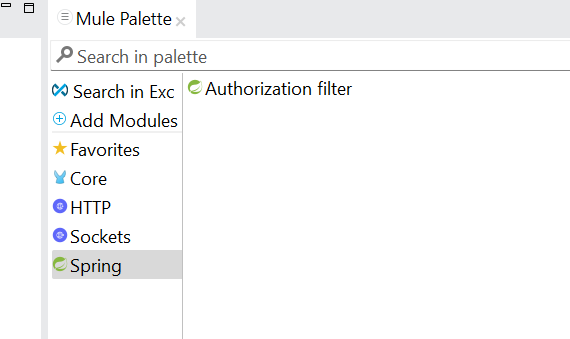 Add the "Spring Module" from the Mule palette to your project