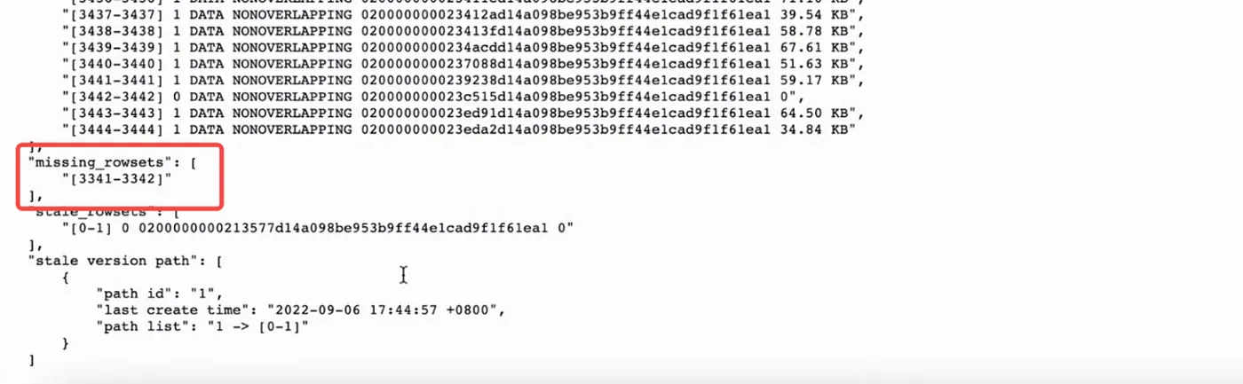Result of missing version of command.