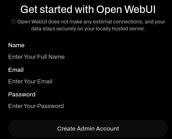 Create an admin account in Open WebUI