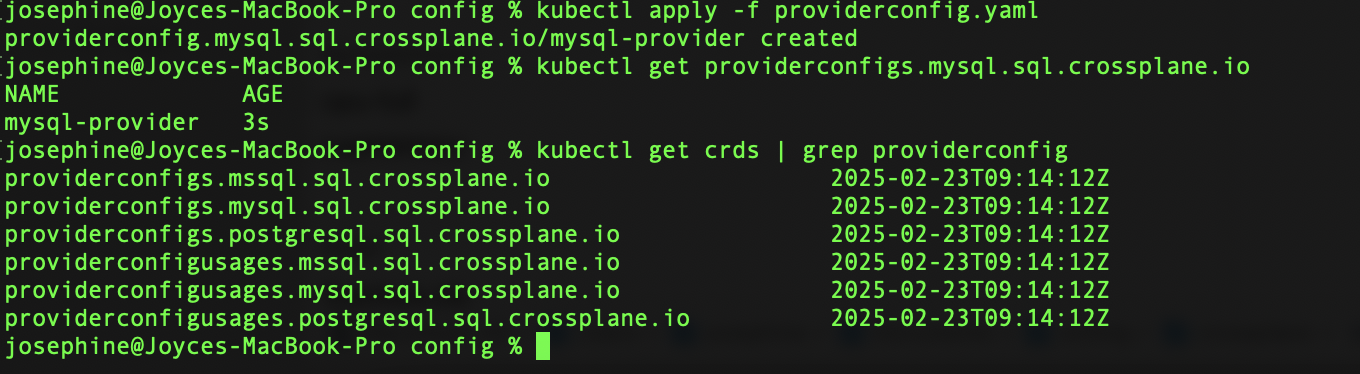 Verify the provider config creation