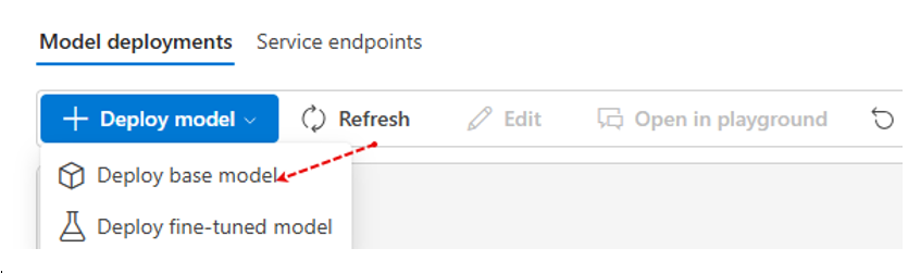 Click on Deploy base model
