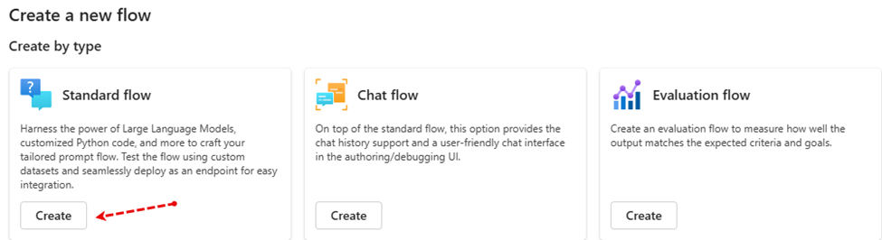 Click on Create on Standard flow