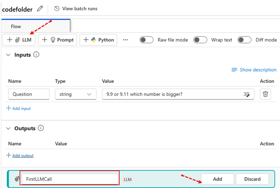 Now click on + LLM and provide the node name