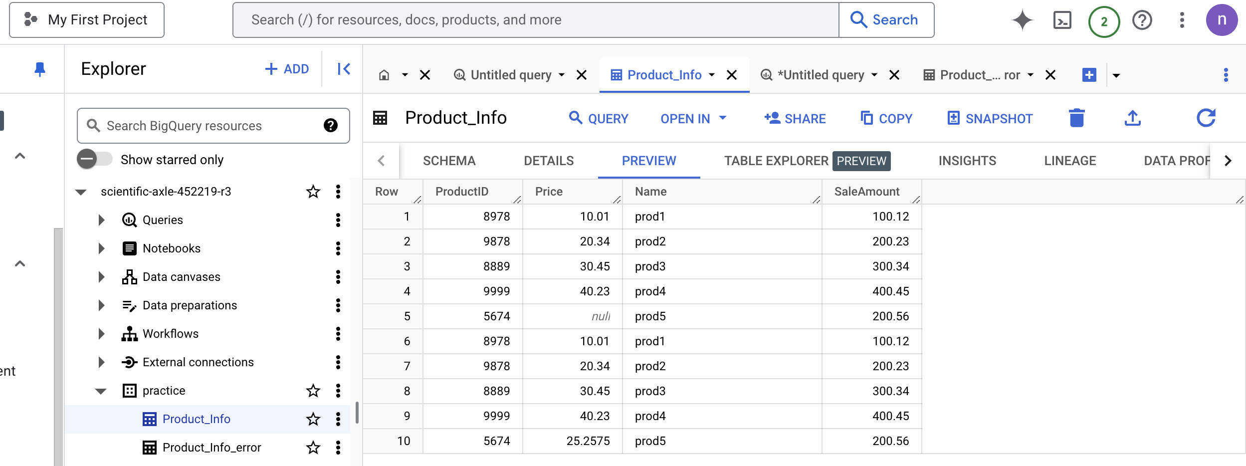 Clean dataset insert