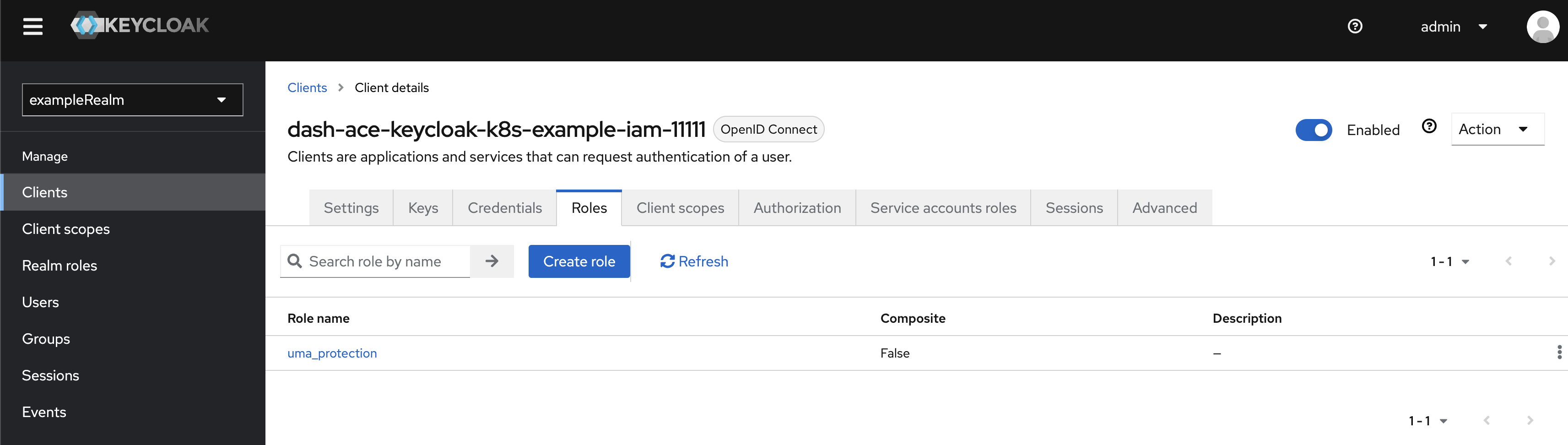 Create roles in Keycloak