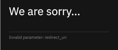 We are sorry: Invalid parameter: redirect_uri.