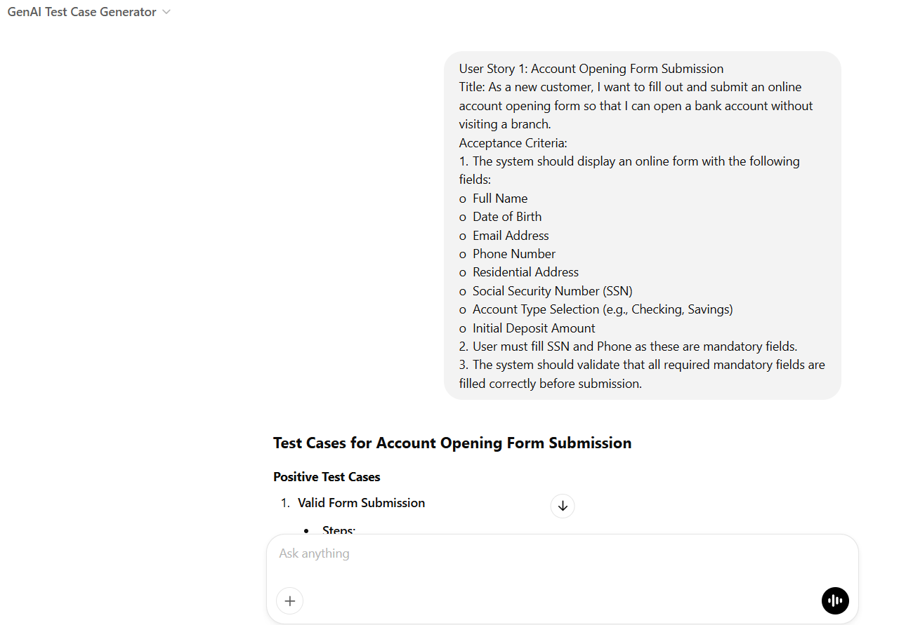 Test cases and a downloadable file should be generated