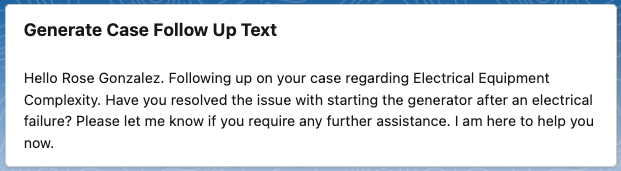 An image of a generate case follow up text
