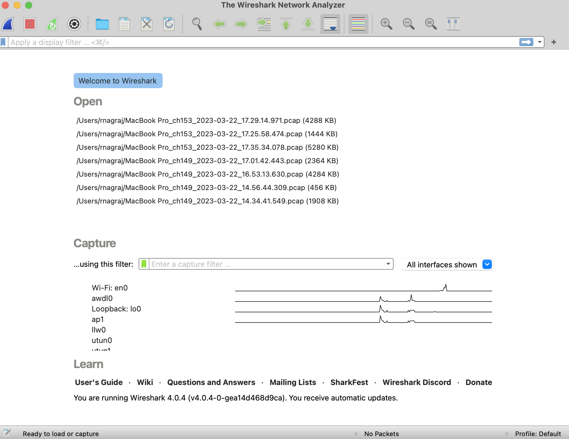 A screenshot of the Wireshark Network Analyzer.