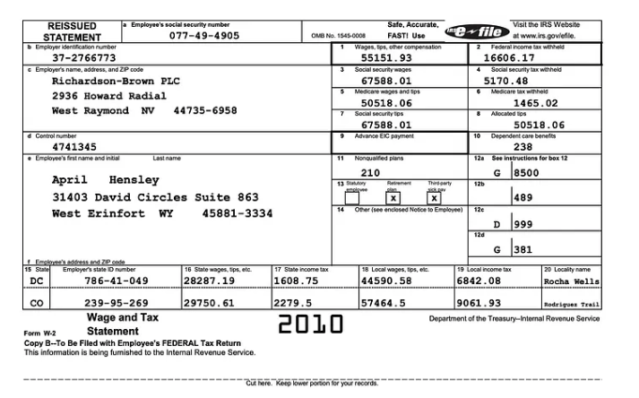 W-2 First Page