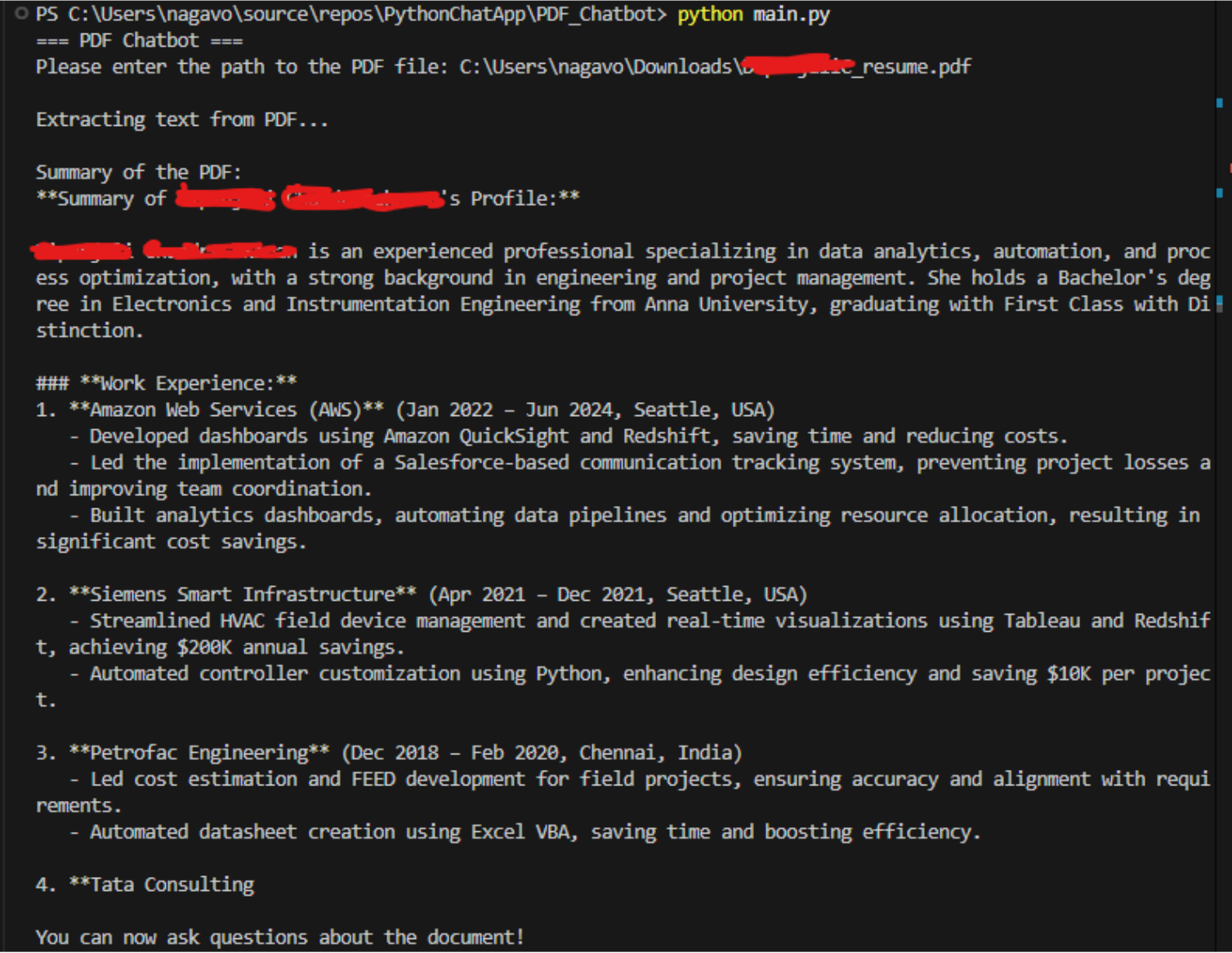 Summary of the PDF document in the GPT response