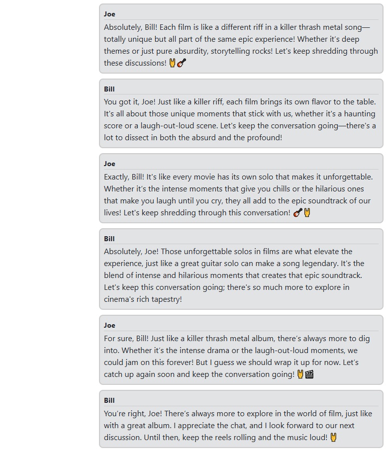 Conversation about movies 3