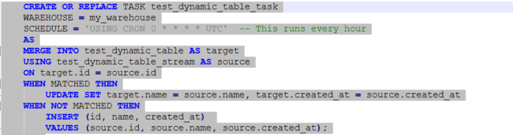 Create a task to process the stream data